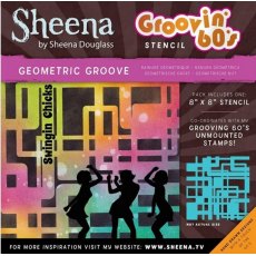 Sheena Douglass Groovin&#039; 60&#039;s 8&quot; x 8&quot; Stencil - Geometric Groove