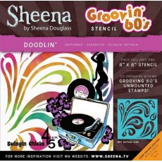 Sheena Douglass Groovin&#039; 60&#039;s 8&quot; x 8&quot; Stencil - Doodlin