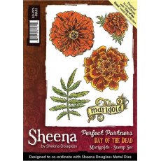 Sheena Douglass Day of the Dead A6 Unmounted Rubber Stamp - Marigolds