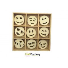 Craft Emotions Wooden Ornament - Emoticons 45 PCS