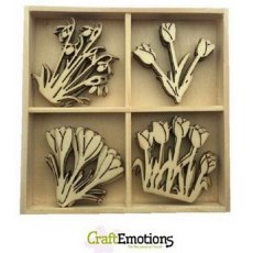 Craft Emotions Wooden Ornament  - Spring Flowers 20 PCS