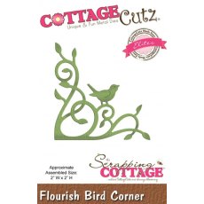 CottageCutz Die - Flourish Bird Corner