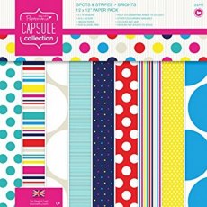 Papermania Spots & Stripes Brights 12 x 12' Paper Pack 32 Sheets