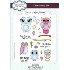 Lisa Horton A5 Clear Stamp - Stitched Owls