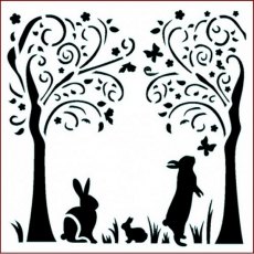 Imagination Crafts Stencil - Bunny Trees - 4 For £13