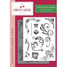 Cherry Green Stamp - Swirls & Flourishes