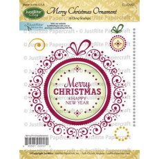 JustRite Small Cling - Merry Christmas Ornament Stamp