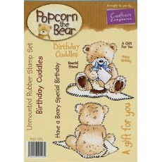 Crafters Companion Popcorn The Bear A6 Stamp - Birthday Cuddles
