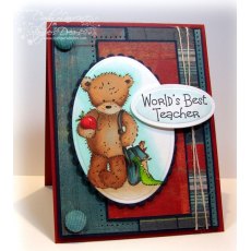 Crafters Companion Popcorn the Bear A6 Stamp - School Days