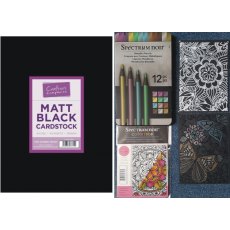 Kayleigh's Bundle - Black Cardstock, Metallic Pencils & Colorista Stamp