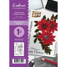 Crafter's Companion - A6 Rubber Stamp - By Donna Ratcliff - Poinsettia Wishes
