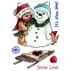Crafters Companion Popcorn The Bear Snow Love Christmas Rubber Stamp