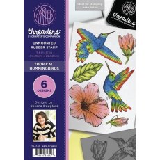 Threaders A5 Unmounted Rubber Stamp - Tropical Hummingbirds