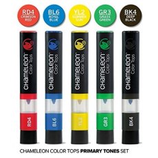 Chameleon COLOR TOPS - Primary Tones - 5 Pack - Alcohol Ink Colour Change Blend Tone Sets for Chamel