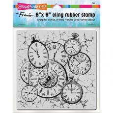 Stampendous Clock Collage 6x6' Cling Rubber Stamp