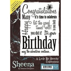 Sheena Douglass A Little Bit Sketchy A6 Unmounted Rubber Stamp - Celebrations