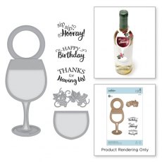 Spellbinders Wine Glass Bottle Tag Stamp and Die Set by Stacey Caron SDS-134