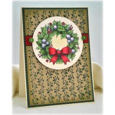 JustRite Cling - Ribbons of Holly Background Stamp