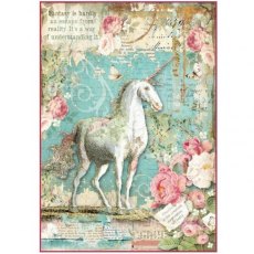 Stamperia A4 Rice Paper - Wonderland Unicorn DFSA4271 4 For £9.99