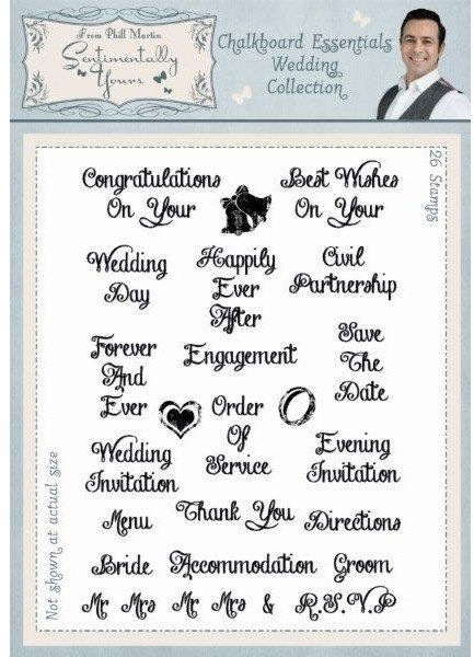 Phill Martin Phill Martin Chalkboard Essentials Wedding Collection A5 Clear Stamp Set
