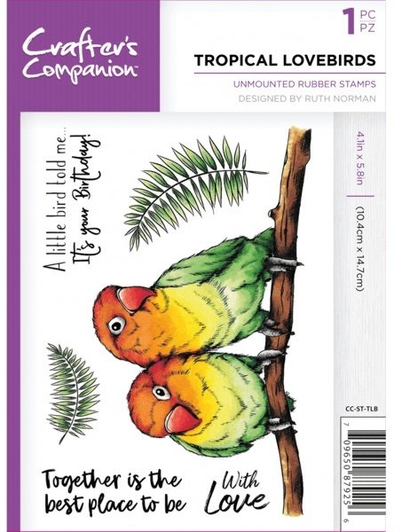 Ruth Norman A6 Unmounted Rubber Stamp - Tropical Lovebirds
