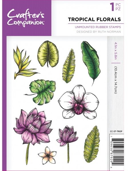 Ruth Norman A6 Unmounted Rubber Stamp - Tropical Florals