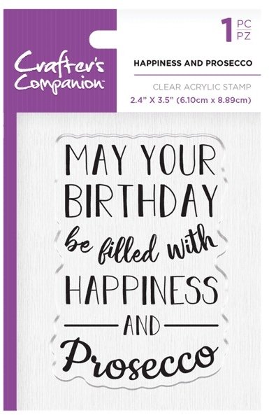 Crafters Companion Acrylic Stamps - Happiness and Prosecco â€“ 4 for £8.99