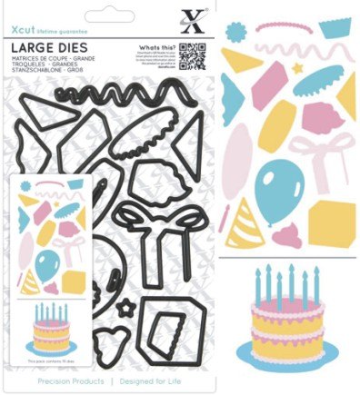 DoCrafts Xcut Large Cutting Die Set Birthday Party