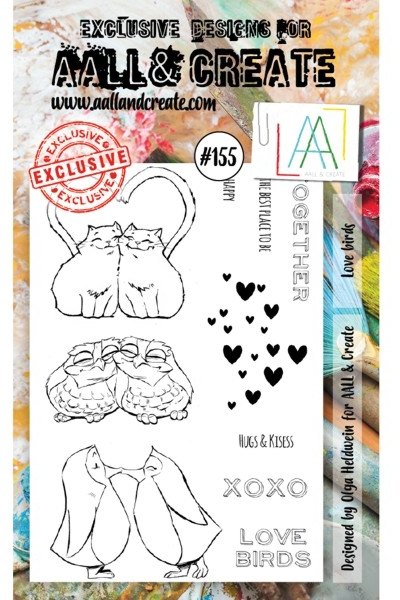 Aall & Create Aall & Create A6 Clear Stamps #155 Love Birds - CLEARANCE
