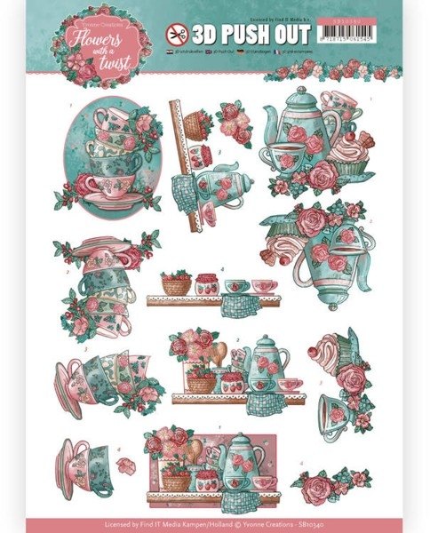 Yvonne Creations Yvonne Creations - Flowers with a Twist - Tea Time 3D Pushout Set Of 4
