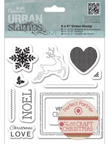 DoCrafts Papermania 5x5 Inch Urban Stamp Set Craft Christmas