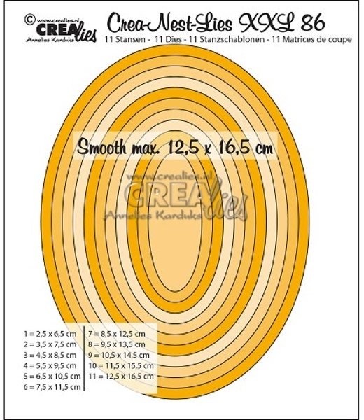 Crealies Crealies Crea-Nest-Lies XXL Dies no. 86 Smooth Ovals Half cm CLNestXXL86
