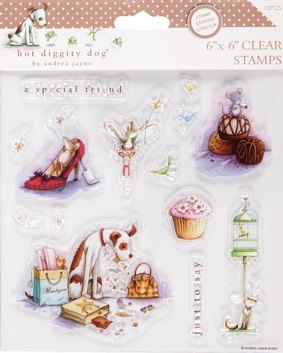DoCrafts Papermania 6x6 Clear Stamps Andrea Jayne Hot Diggity Dog
