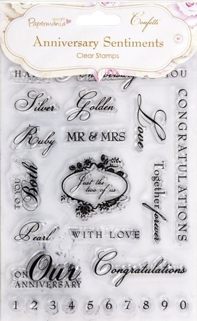 DoCrafts Papermania Clear Stamps Confetti Anniversary Sentiments