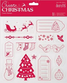 DoCrafts Papermania Create Merry Christmas Tags Clear Stamps