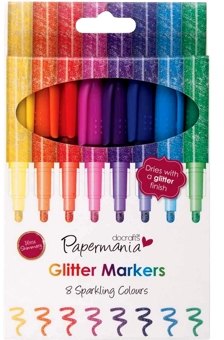 DoCrafts Papermania Glitter Markers 8 Pens Sparkling Colours