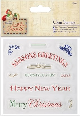 DoCrafts Papermania Letter to Santa 4x4  Clear Stamp Set Greetings