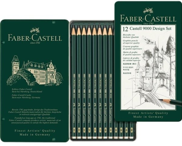 Faber Castell Faber Castell Castell 9000 Design Set of 12 Pencils (5B,4B,3B,2B,B,HB,F,H,2H,3H,4H,5H)