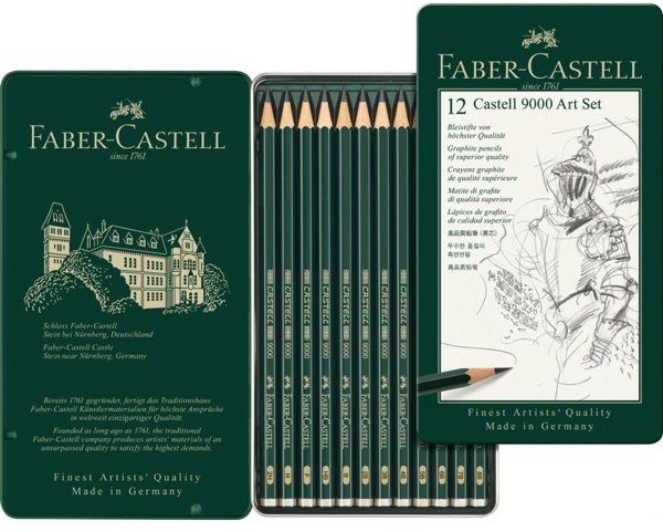 Faber Castell Faber Castell 9000 Art Set of 12 Pencils (8B,7B,6B,5B,4B,3B,2B,B,HB,F,H,2H)