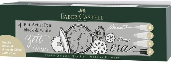 Faber Castell Faber Castell PITT Artist Pen Black & White Wallet of 4