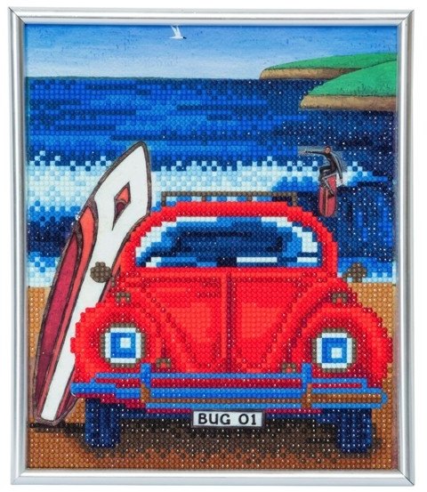 Craft Buddy Craft Buddy 'Beetle on the Beach' Crystal Art Picture Frame Kit, 21 x 25cm
