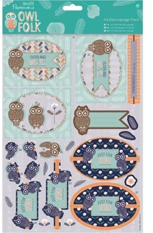 DoCrafts Papermania Owl Folk Older and Wiser A4 Decoupage Pack