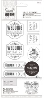 DoCrafts Papermania Wedding Ever After 4x8 Inch Die Cut Mixed Sentiments Silver & White