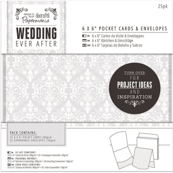 DoCrafts Papermania Wedding Ever After 6x6 Inch Pocket Cards & Envelopes Damask
