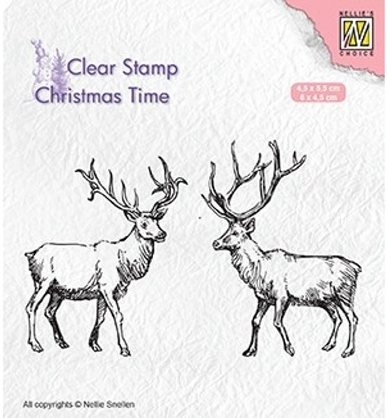 Nellie Snellen Nellie Snellen Clear Stamp Christmas Time 'Two Reindeer' CT028