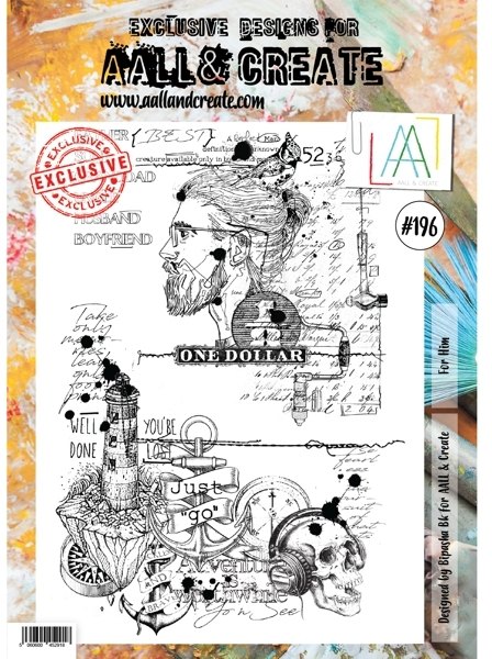 Aall & Create Aall & Create A4 Stamp #196 - For Him - CLEARANCE