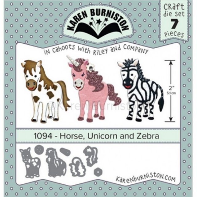 Karen Burniston Die Set - Horse, Unicorn And Zebra KB1094 PRE-ORDER