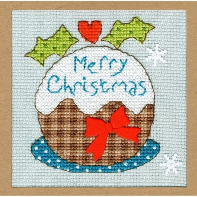 Bothy Threads Snowy Pudding Christmas Card Counted Cross Stitch Kit