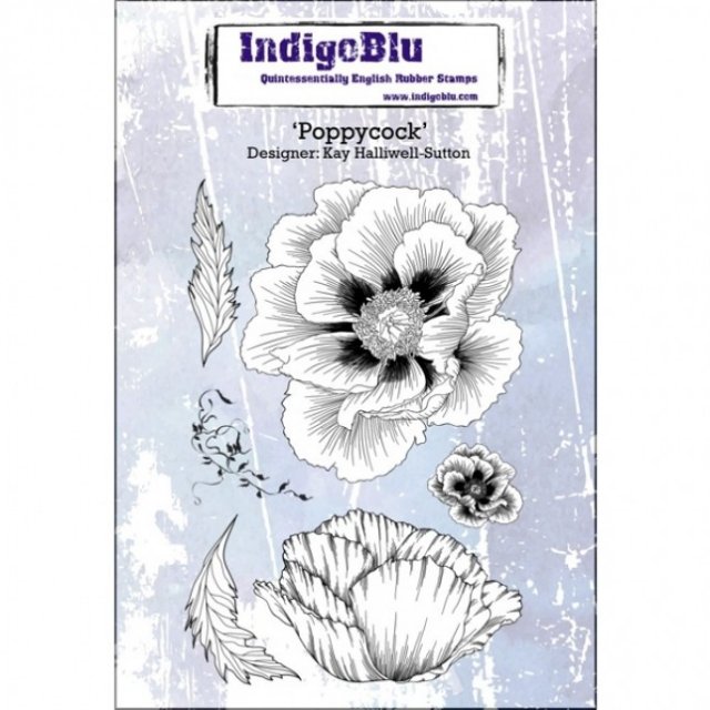 Indigoblu Poppycock - A6 Red Rubber Stamp by Kay Halliwell-Sutton IND0174