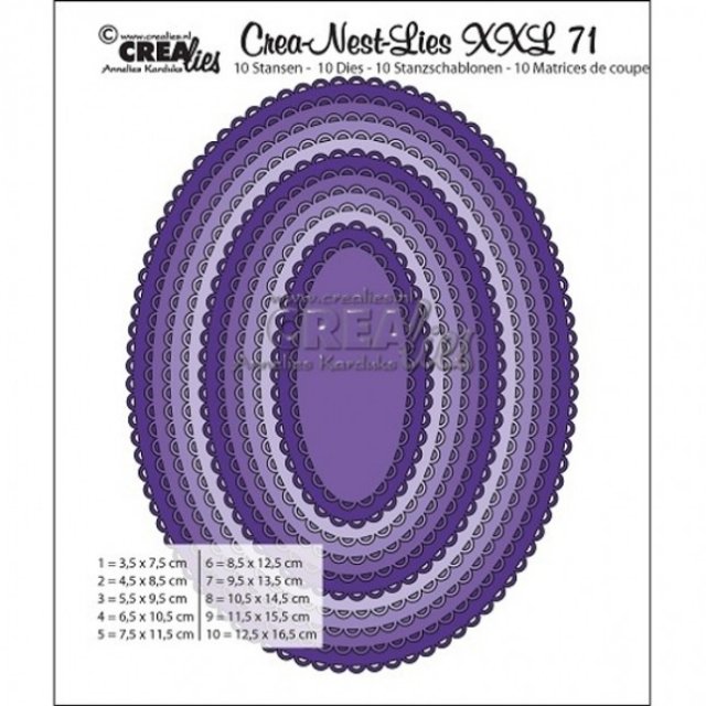 Crealies Crea-Nest-Lies XXL stansen no. 71, Ovals with Open Scallop CLNestXXL71